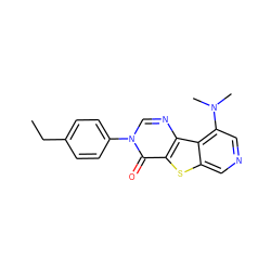 CCc1ccc(-n2cnc3c(sc4cncc(N(C)C)c43)c2=O)cc1 ZINC000013676165