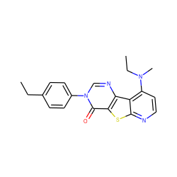 CCc1ccc(-n2cnc3c(sc4nccc(N(C)CC)c43)c2=O)cc1 ZINC000013676169