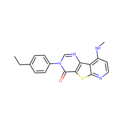 CCc1ccc(-n2cnc3c(sc4nccc(NC)c43)c2=O)cc1 ZINC000013676181