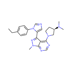 CCc1ccc(-n2cncc2-c2nn(C)c3ncnc(N4CC[C@@H](N(C)C)C4)c23)cc1 ZINC000144048567