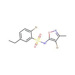 CCc1ccc(Br)c(S(=O)(=O)Nc2onc(C)c2Br)c1 ZINC000026477248