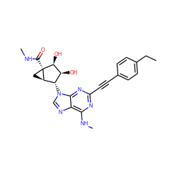 CCc1ccc(C#Cc2nc(NC)c3ncn([C@H]4[C@H](O)[C@H](O)[C@]5(C(=O)NC)C[C@H]45)c3n2)cc1 ZINC000084652789