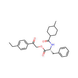 CCc1ccc(C(=O)COC(=O)[C@@H](Cc2ccccc2)NC(=O)C2CCC(C)CC2)cc1 ZINC000008444738