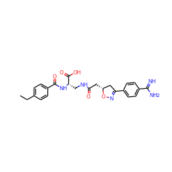 CCc1ccc(C(=O)N[C@@H](CNC(=O)C[C@@H]2CC(c3ccc(C(=N)N)cc3)=NO2)C(=O)O)cc1 ZINC000026179079