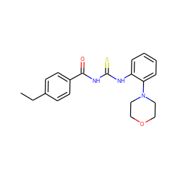 CCc1ccc(C(=O)NC(=S)Nc2ccccc2N2CCOCC2)cc1 ZINC000001142201