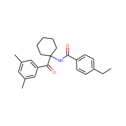 CCc1ccc(C(=O)NC2(C(=O)c3cc(C)cc(C)c3)CCCCC2)cc1 ZINC000013490035