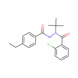 CCc1ccc(C(=O)NN(C(=O)c2ccccc2Cl)C(C)(C)C)cc1 ZINC000103200379