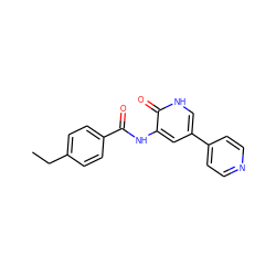 CCc1ccc(C(=O)Nc2cc(-c3ccncc3)c[nH]c2=O)cc1 ZINC000038248156