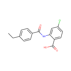 CCc1ccc(C(=O)Nc2cc(Cl)ccc2C(=O)O)cc1 ZINC000013185800