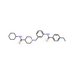 CCc1ccc(C(=O)Nc2cccc(CN3CCC(C(=O)NC4CCCCC4)CC3)c2)cc1 ZINC001772589979