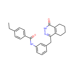 CCc1ccc(C(=O)Nc2cccc(Cc3n[nH]c(=O)c4c3CCCC4)c2)cc1 ZINC000167193305