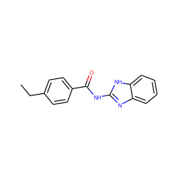 CCc1ccc(C(=O)Nc2nc3ccccc3[nH]2)cc1 ZINC000012475735