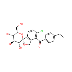 CCc1ccc(C(=O)c2c(Cl)ccc3c2CO[C@]32O[C@H](CO)[C@@H](O)[C@H](O)[C@H]2O)cc1 ZINC000045245858