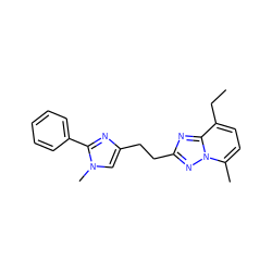 CCc1ccc(C)n2nc(CCc3cn(C)c(-c4ccccc4)n3)nc12 ZINC000117876590