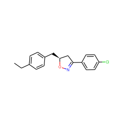 CCc1ccc(C[C@H]2CC(c3ccc(Cl)cc3)=NO2)cc1 ZINC000095585374