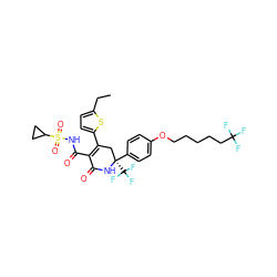 CCc1ccc(C2=C(C(=O)NS(=O)(=O)C3CC3)C(=O)N[C@@](c3ccc(OCCCCCC(F)(F)F)cc3)(C(F)(F)F)C2)s1 ZINC000221915126