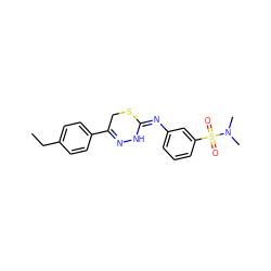 CCc1ccc(C2=NN/C(=N\c3cccc(S(=O)(=O)N(C)C)c3)SC2)cc1 ZINC000005692869