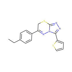 CCc1ccc(C2=Nn3c(nnc3-c3cccs3)SC2)cc1 ZINC000004163948