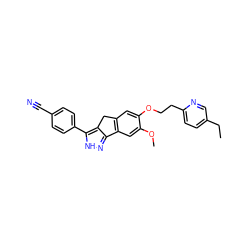 CCc1ccc(CCOc2cc3c(cc2OC)-c2n[nH]c(-c4ccc(C#N)cc4)c2C3)nc1 ZINC000028954486