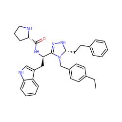 CCc1ccc(CN2C([C@@H](Cc3c[nH]c4ccccc34)NC(=O)[C@@H]3CCCN3)=NN[C@@H]2CCc2ccccc2)cc1 ZINC000028870578