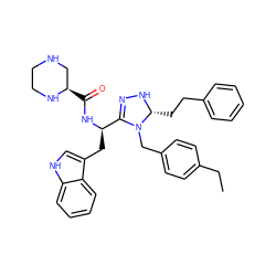 CCc1ccc(CN2C([C@@H](Cc3c[nH]c4ccccc34)NC(=O)[C@@H]3CNCCN3)=NN[C@@H]2CCc2ccccc2)cc1 ZINC000028870875