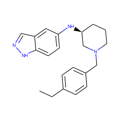 CCc1ccc(CN2CCC[C@H](Nc3ccc4[nH]ncc4c3)C2)cc1 ZINC000114335963