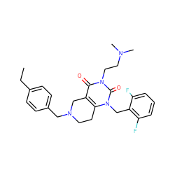 CCc1ccc(CN2CCc3c(c(=O)n(CCN(C)C)c(=O)n3Cc3c(F)cccc3F)C2)cc1 ZINC000028864166