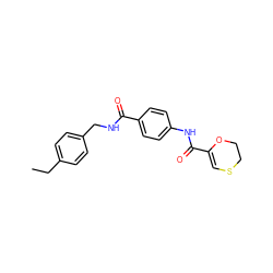 CCc1ccc(CNC(=O)c2ccc(NC(=O)C3=CSCCO3)cc2)cc1 ZINC000009738347