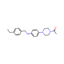 CCc1ccc(CNc2ccc(N3CCN(C(C)=O)CC3)cc2)cc1 ZINC000000505547