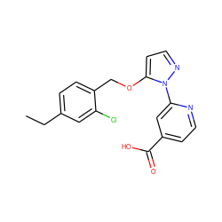 CCc1ccc(COc2ccnn2-c2cc(C(=O)O)ccn2)c(Cl)c1 ZINC000146756251