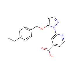 CCc1ccc(COc2ccnn2-c2cc(C(=O)O)ccn2)cc1 ZINC000146769196