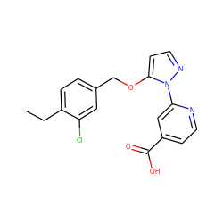 CCc1ccc(COc2ccnn2-c2cc(C(=O)O)ccn2)cc1Cl ZINC000146805988