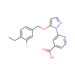 CCc1ccc(COc2ccnn2-c2cc(C(=O)O)ccn2)cc1F ZINC000146726976