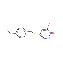 CCc1ccc(CSc2c[nH]c(=O)c(O)c2)cc1 ZINC000206333823