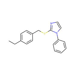 CCc1ccc(CSc2nccn2-c2ccccc2)cc1 ZINC000001389979