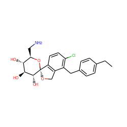 CCc1ccc(Cc2c(Cl)ccc3c2CO[C@]32O[C@H](CN)[C@@H](O)[C@H](O)[C@H]2O)cc1 ZINC000045245457