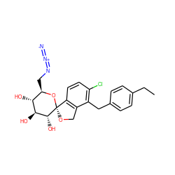 CCc1ccc(Cc2c(Cl)ccc3c2CO[C@]32O[C@H](CN=[N+]=[N-])[C@@H](O)[C@H](O)[C@H]2O)cc1 ZINC000045253912