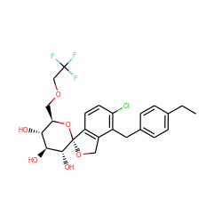 CCc1ccc(Cc2c(Cl)ccc3c2CO[C@]32O[C@H](COCC(F)(F)F)[C@@H](O)[C@H](O)[C@H]2O)cc1 ZINC000045253483