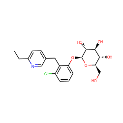 CCc1ccc(Cc2c(Cl)cccc2O[C@@H]2O[C@H](CO)[C@@H](O)[C@H](O)[C@H]2O)cn1 ZINC000064564801