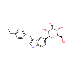 CCc1ccc(Cc2c[nH]c3ccc([C@@H]4O[C@H](CO)[C@@H](O)[C@H](O)[C@H]4O)cc23)cc1 ZINC000006745599