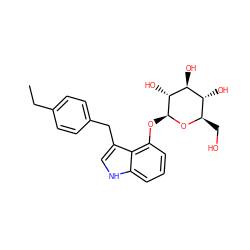 CCc1ccc(Cc2c[nH]c3cccc(O[C@@H]4O[C@H](CO)[C@@H](O)[C@H](O)[C@H]4O)c23)cc1 ZINC000006745590