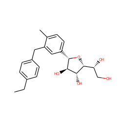 CCc1ccc(Cc2cc([C@@H]3O[C@H]([C@H](O)CO)[C@H](O)[C@H]3O)ccc2C)cc1 ZINC000096286170