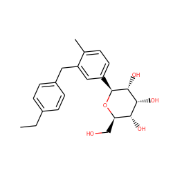 CCc1ccc(Cc2cc([C@@H]3O[C@H](CO)[C@@H](O)[C@@H](O)[C@H]3O)ccc2C)cc1 ZINC000049047829