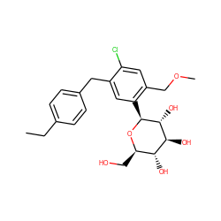 CCc1ccc(Cc2cc([C@@H]3O[C@H](CO)[C@@H](O)[C@H](O)[C@H]3O)c(COC)cc2Cl)cc1 ZINC000049808232