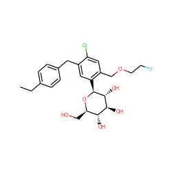 CCc1ccc(Cc2cc([C@@H]3O[C@H](CO)[C@@H](O)[C@H](O)[C@H]3O)c(COCCF)cc2Cl)cc1 ZINC000049863802