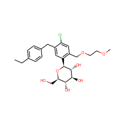 CCc1ccc(Cc2cc([C@@H]3O[C@H](CO)[C@@H](O)[C@H](O)[C@H]3O)c(COCCOC)cc2Cl)cc1 ZINC000049588933