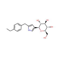 CCc1ccc(Cc2cc([C@@H]3O[C@H](CO)[C@@H](O)[C@H](O)[C@H]3O)c[nH]2)cc1 ZINC000084596705