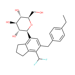 CCc1ccc(Cc2cc([C@@H]3O[C@H](CO)[C@@H](O)[C@H](O)[C@H]3O)c3c(c2C(F)F)CCC3)cc1 ZINC000206121303