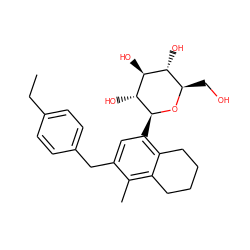 CCc1ccc(Cc2cc([C@@H]3O[C@H](CO)[C@@H](O)[C@H](O)[C@H]3O)c3c(c2C)CCCC3)cc1 ZINC000214189457