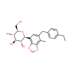 CCc1ccc(Cc2cc([C@@H]3O[C@H](CO)[C@@H](O)[C@H](O)[C@H]3O)c3c(c2C)OCO3)cc1 ZINC000214222287